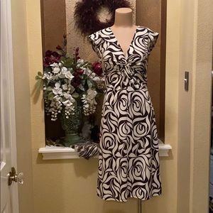 Chocolate brown and cream stretch to fit dress